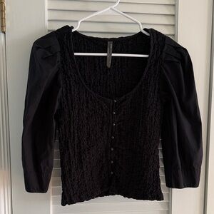Anthropologie Black Textured Blouse
